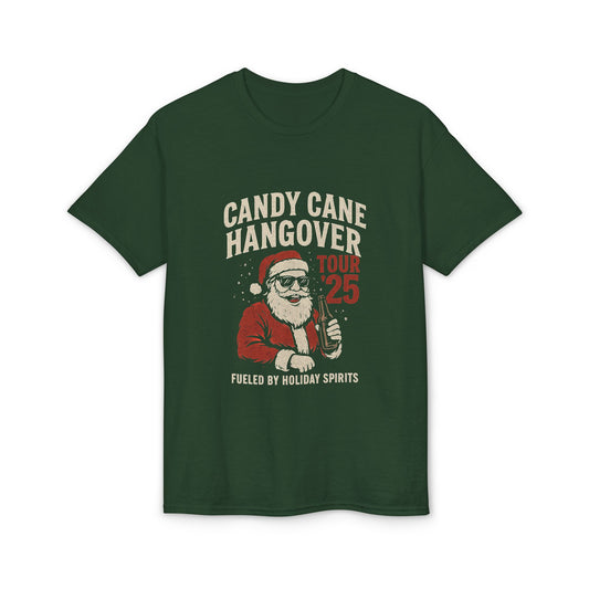 Candy Cane Hangover T-Shirt — Vintage Santa "Dec 25" Holiday Party Tee