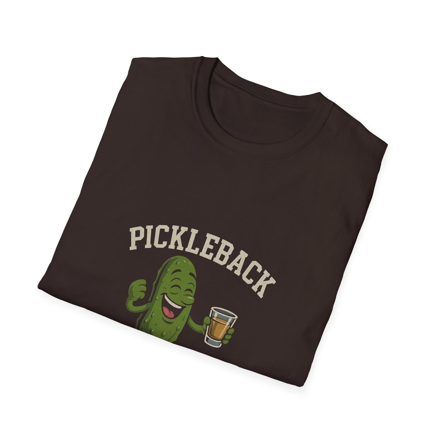 Pickleback University T-Shirt — “Class of Never” Funny Pickle & Shot Graphic Tee