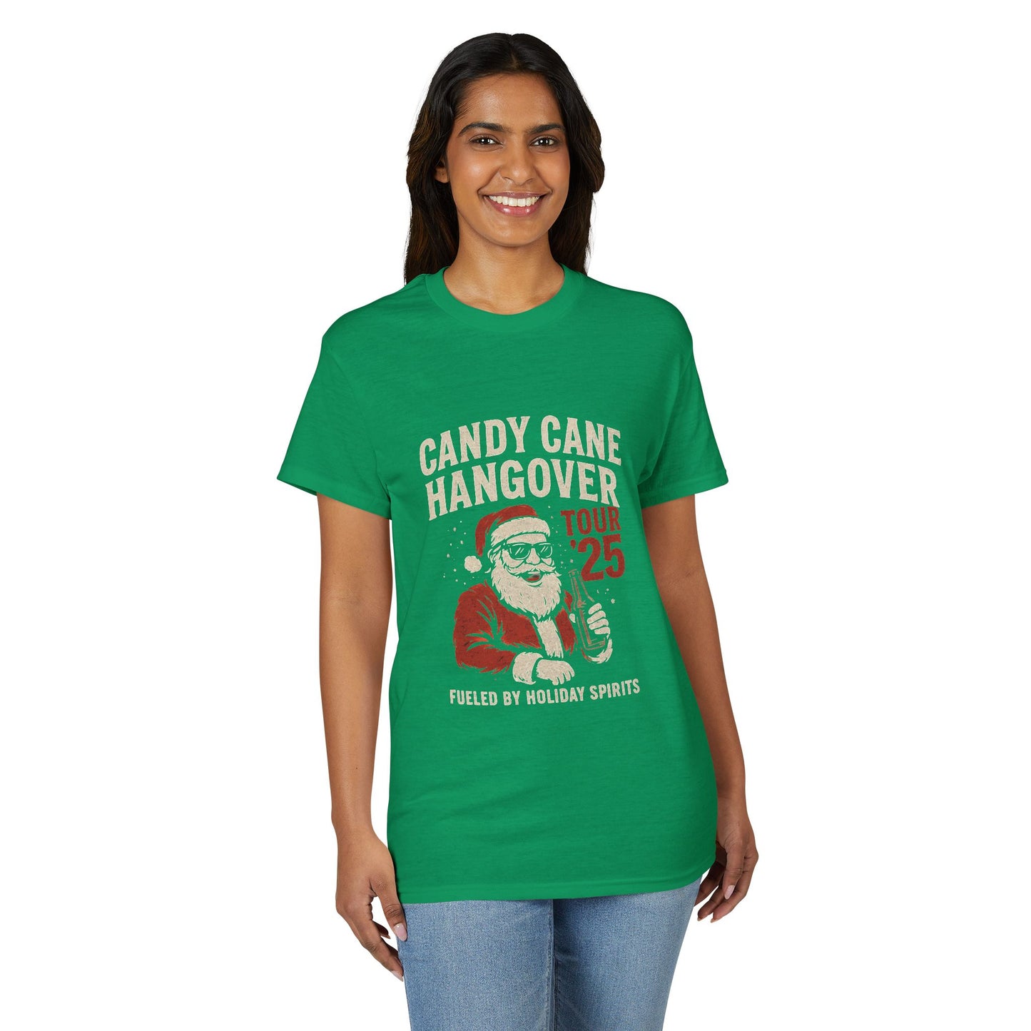 Candy Cane Hangover T-Shirt — Vintage Santa "Dec 25" Holiday Party Tee