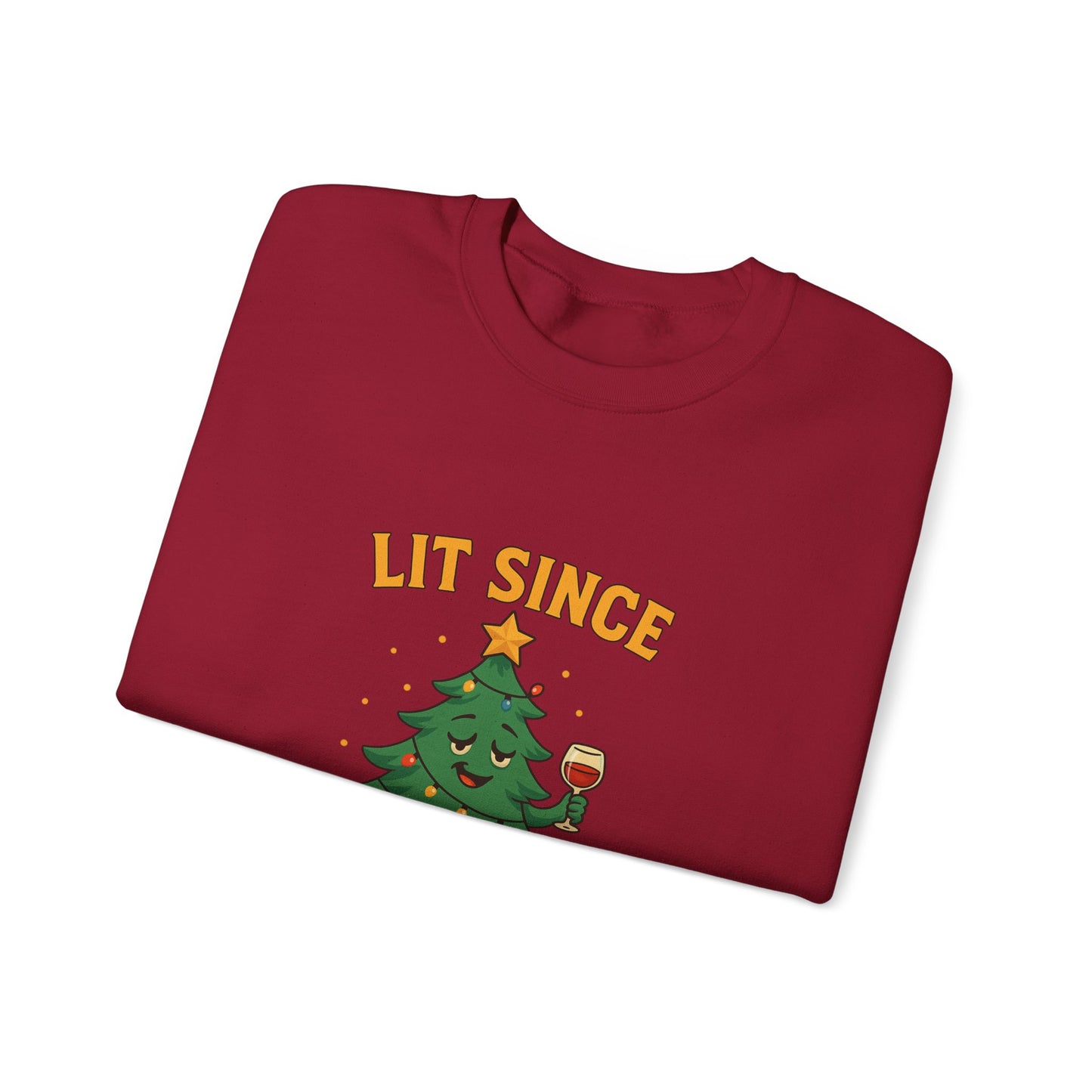 Christmas Sweatshirt — "Lit Since December 1st" Holiday Tree Crewneck
