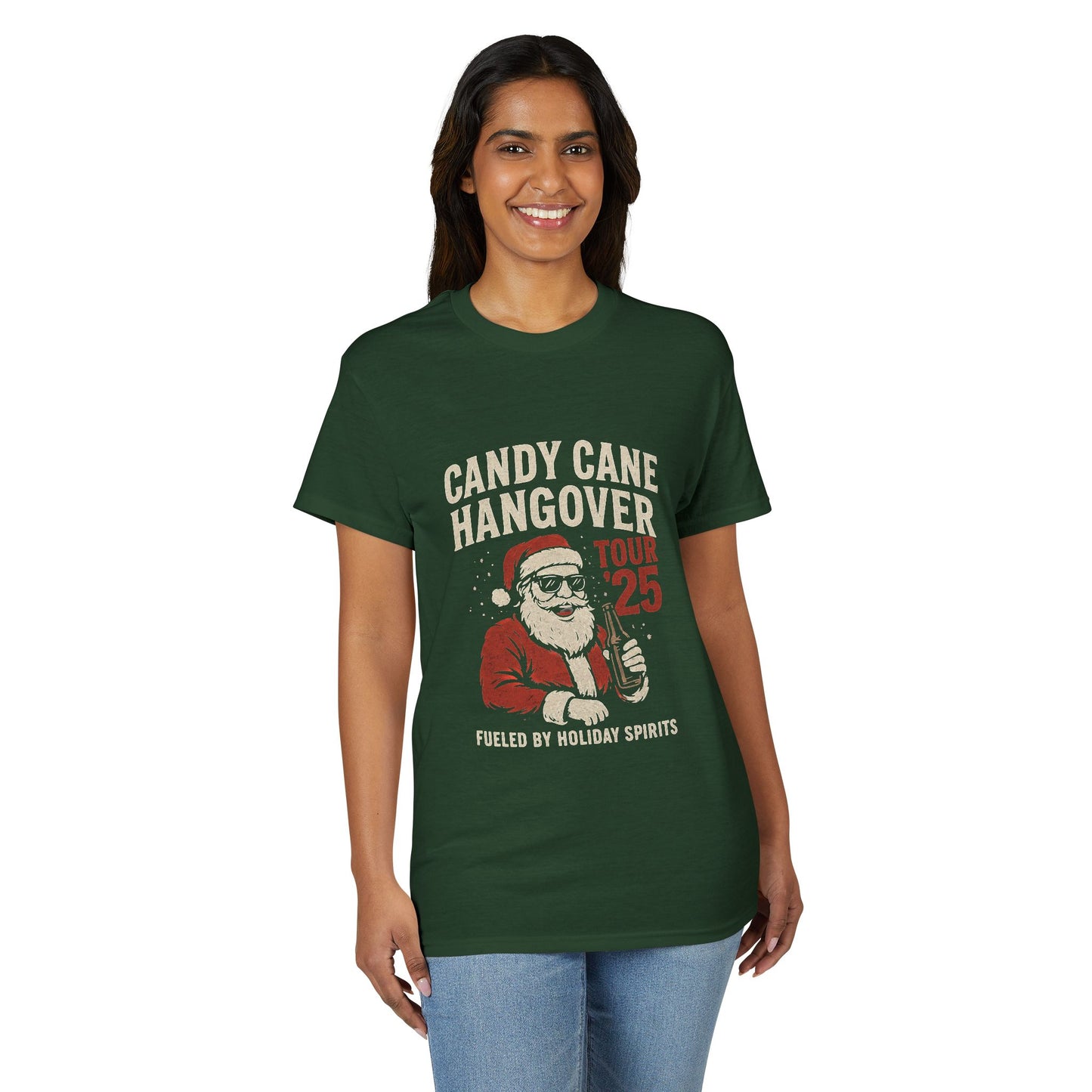 Candy Cane Hangover T-Shirt — Vintage Santa "Dec 25" Holiday Party Tee
