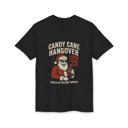 Candy Cane Hangover T-Shirt — Vintage Santa "Dec 25" Holiday Party Tee