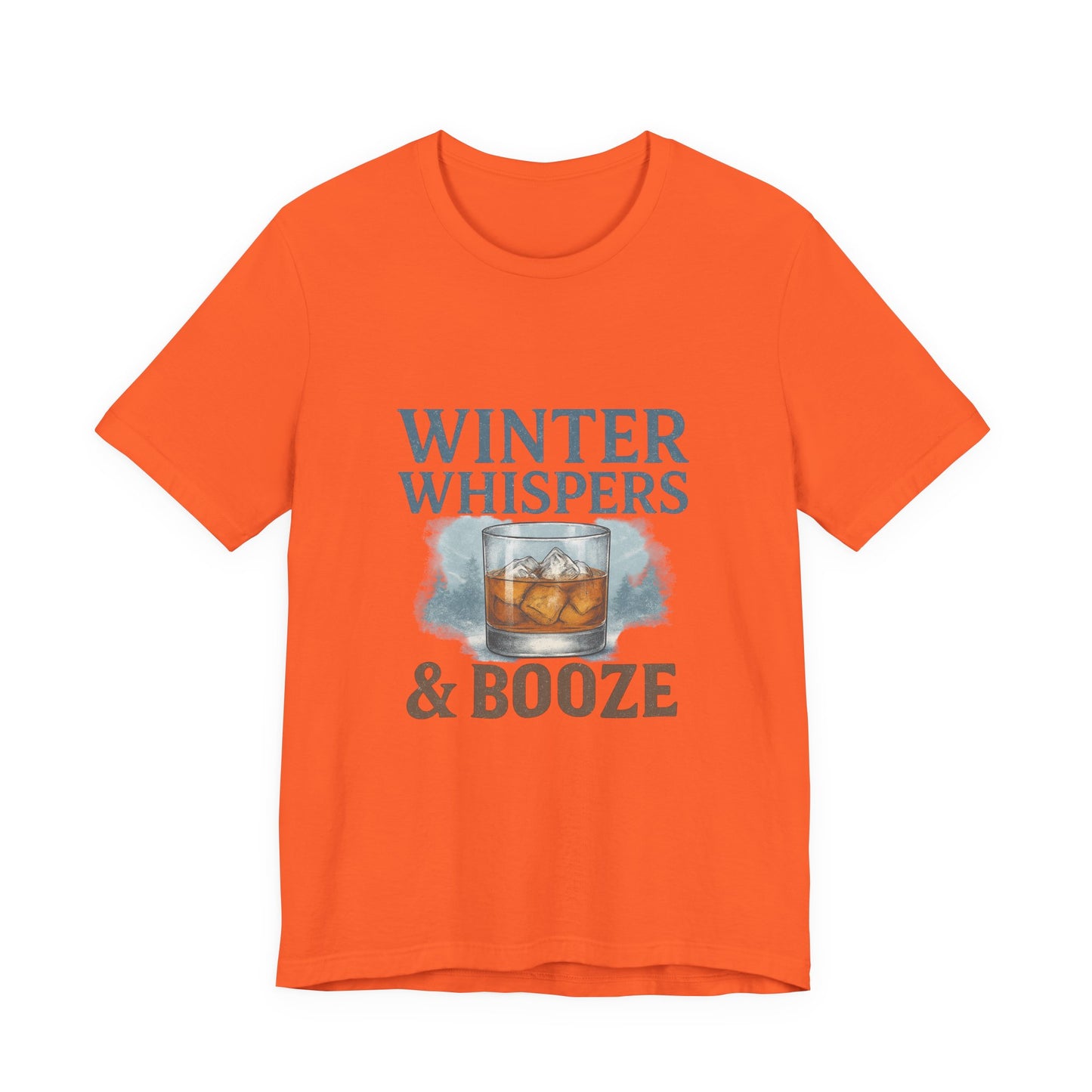 Winter Whispers & Booze T-Shirt — Whiskey Holiday Tee for Winter Parties