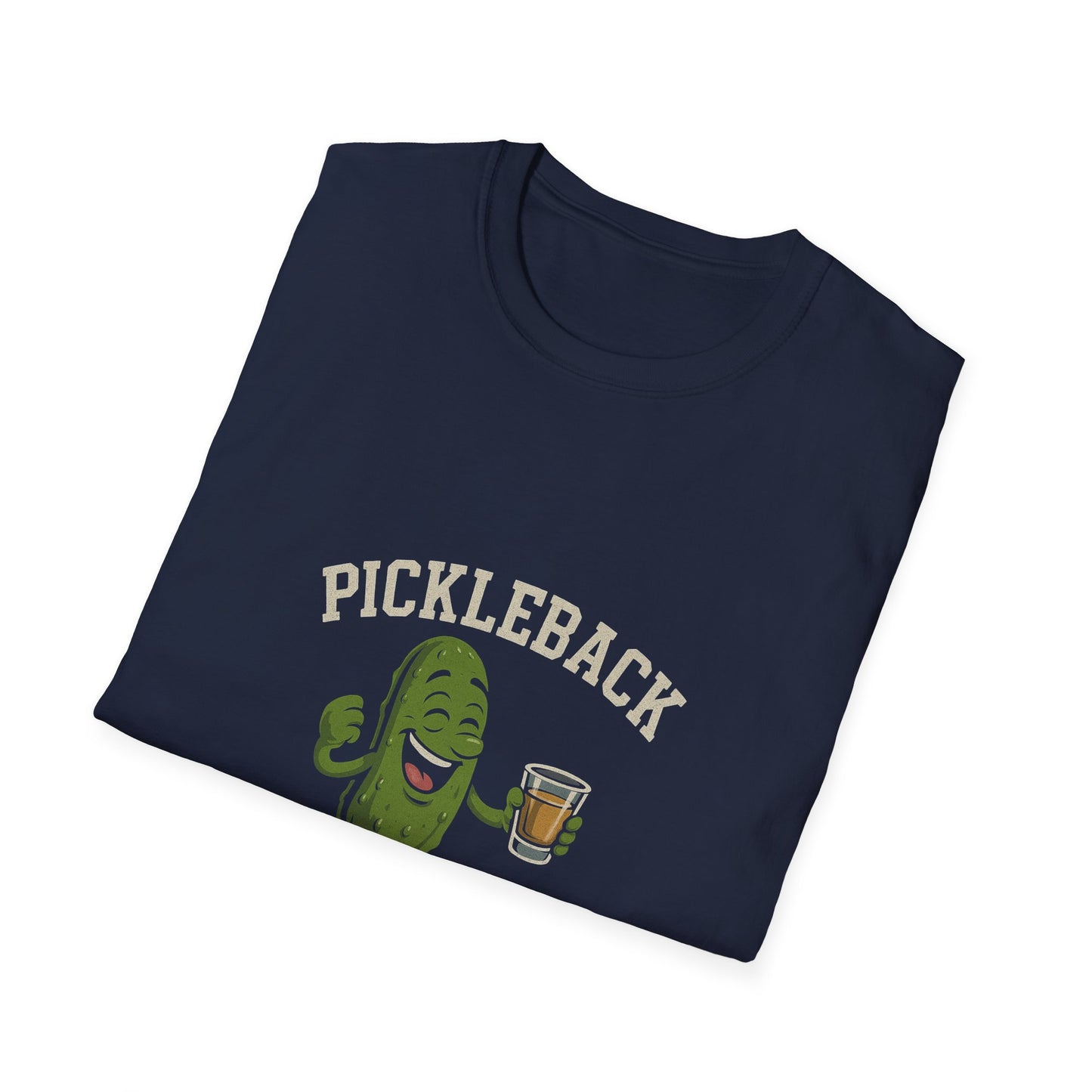 Pickleback University T-Shirt — “Class of Never” Funny Pickle & Shot Graphic Tee