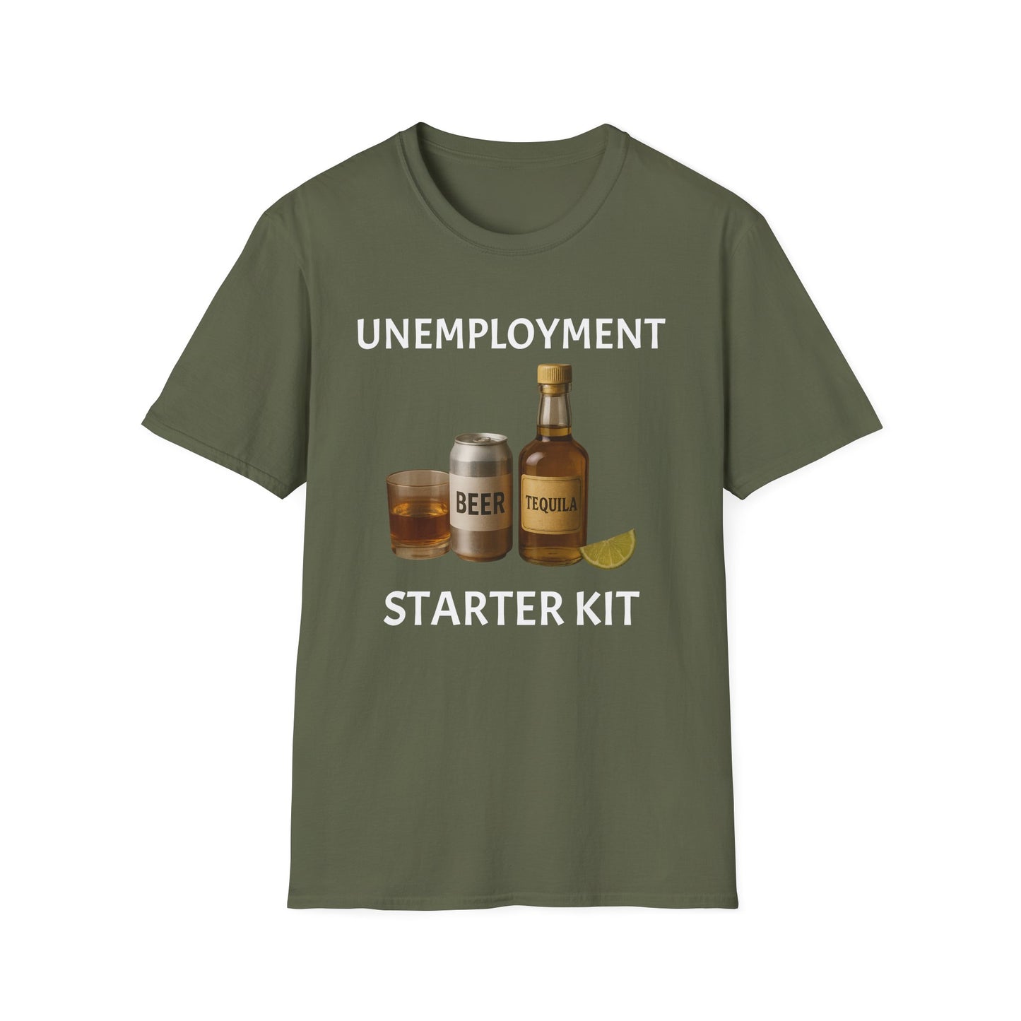 Unemployment Starter Kit T‑Shirt — Funny Beer & Tequila Graphic Tee