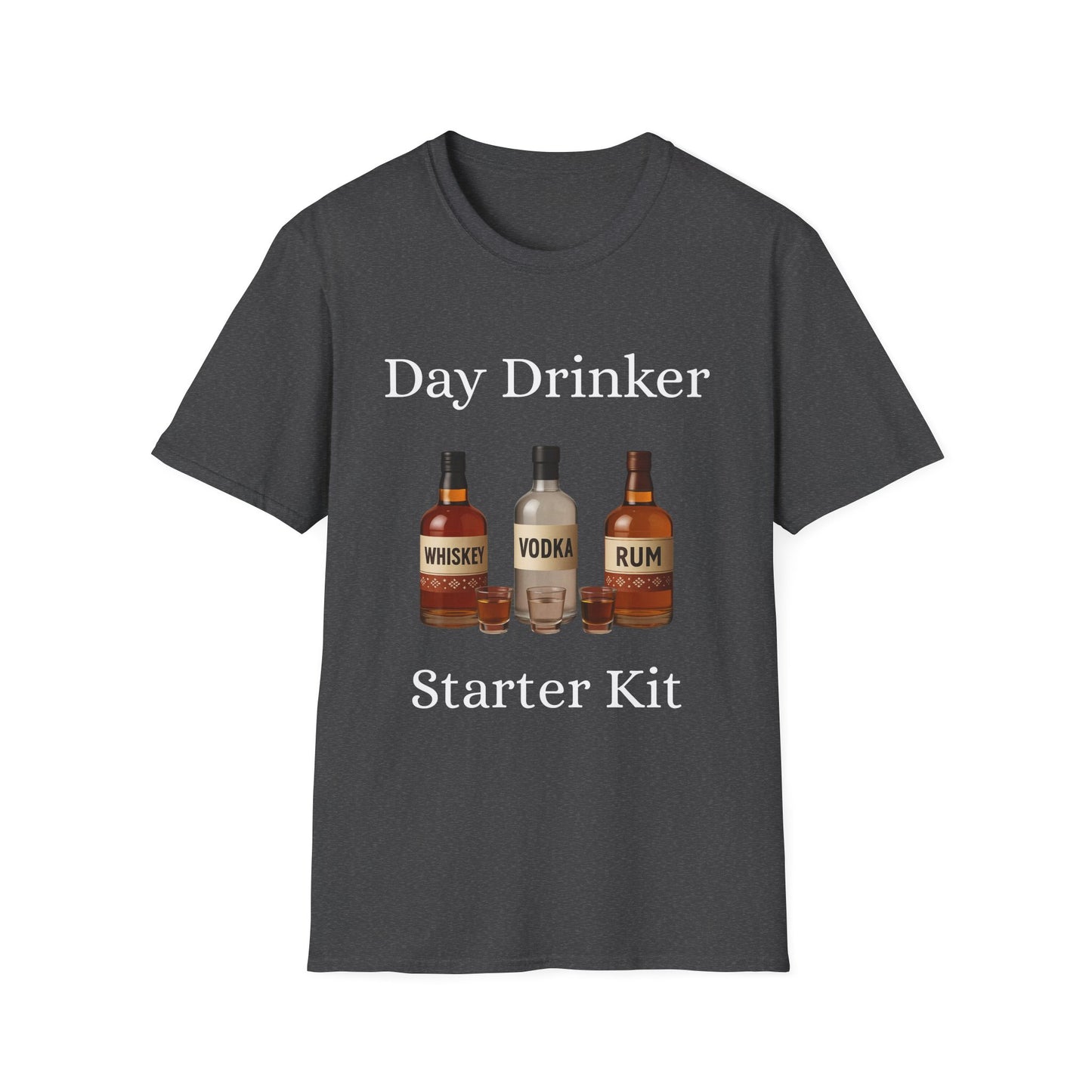 Liquor Bottle Graphic T-Shirt — Whiskey Vodka Rum Vintage Bar Tee