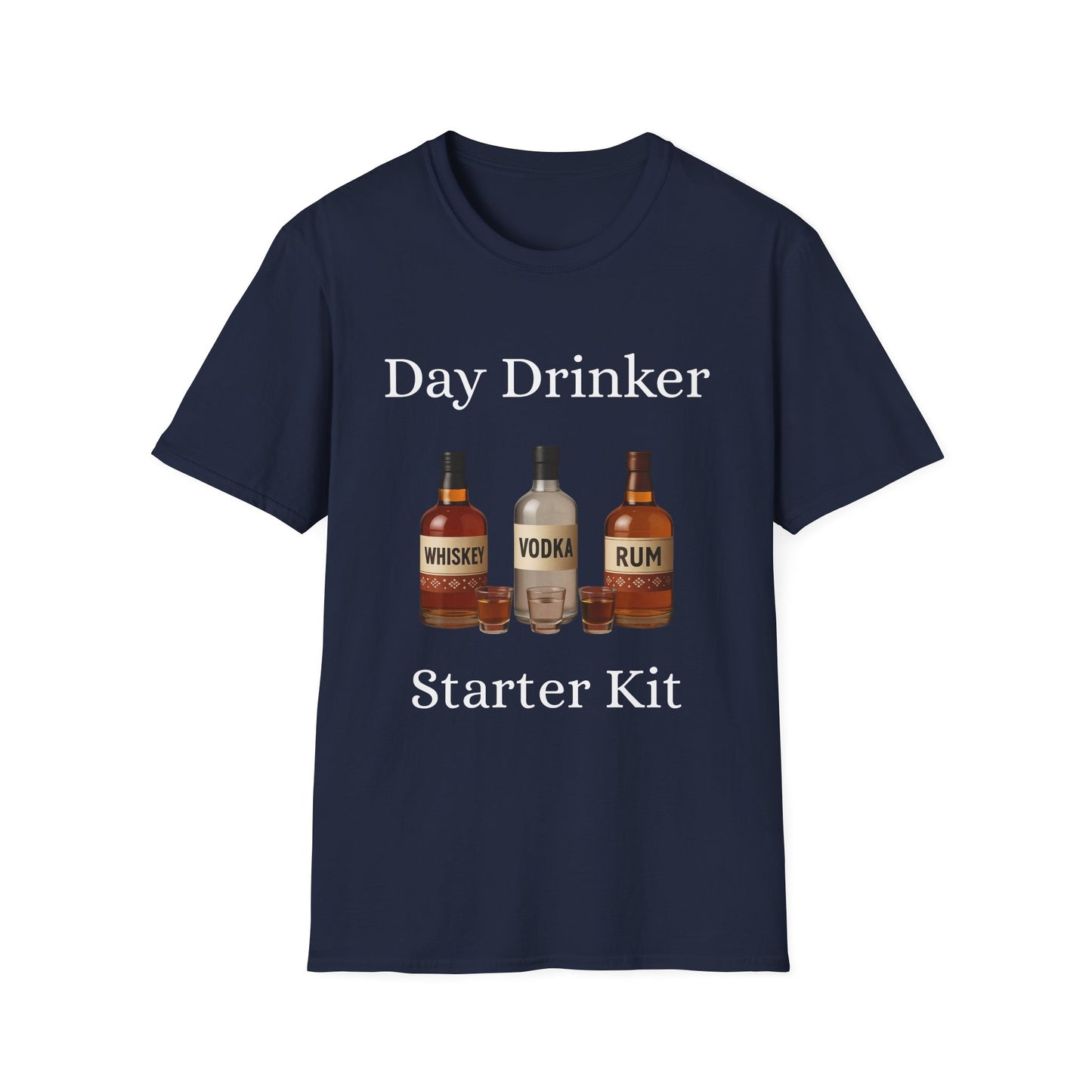 Liquor Bottle Graphic T-Shirt — Whiskey Vodka Rum Vintage Bar Tee