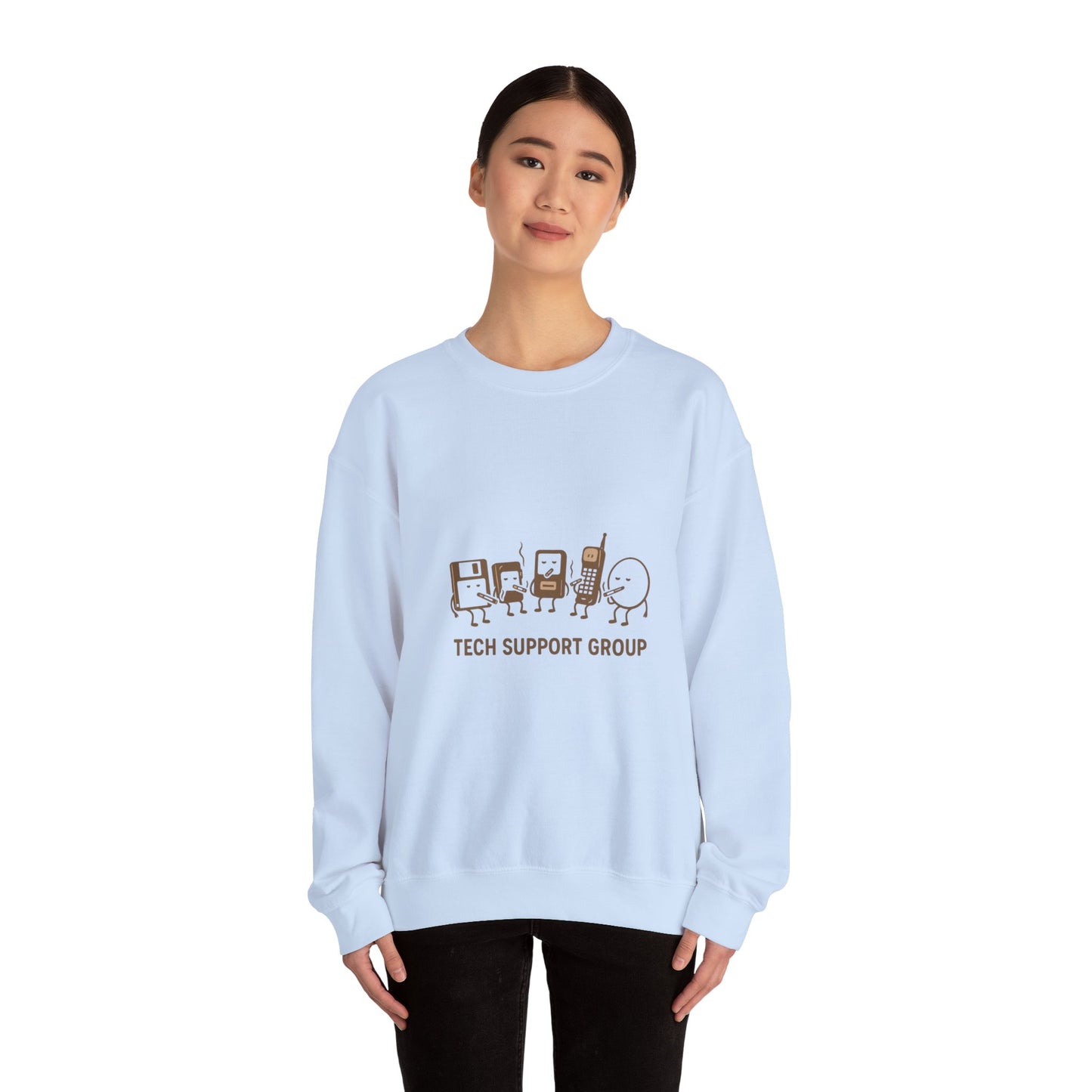 Tech Support Group Crewneck Sweatshirt – Cute IT Help Cartoon