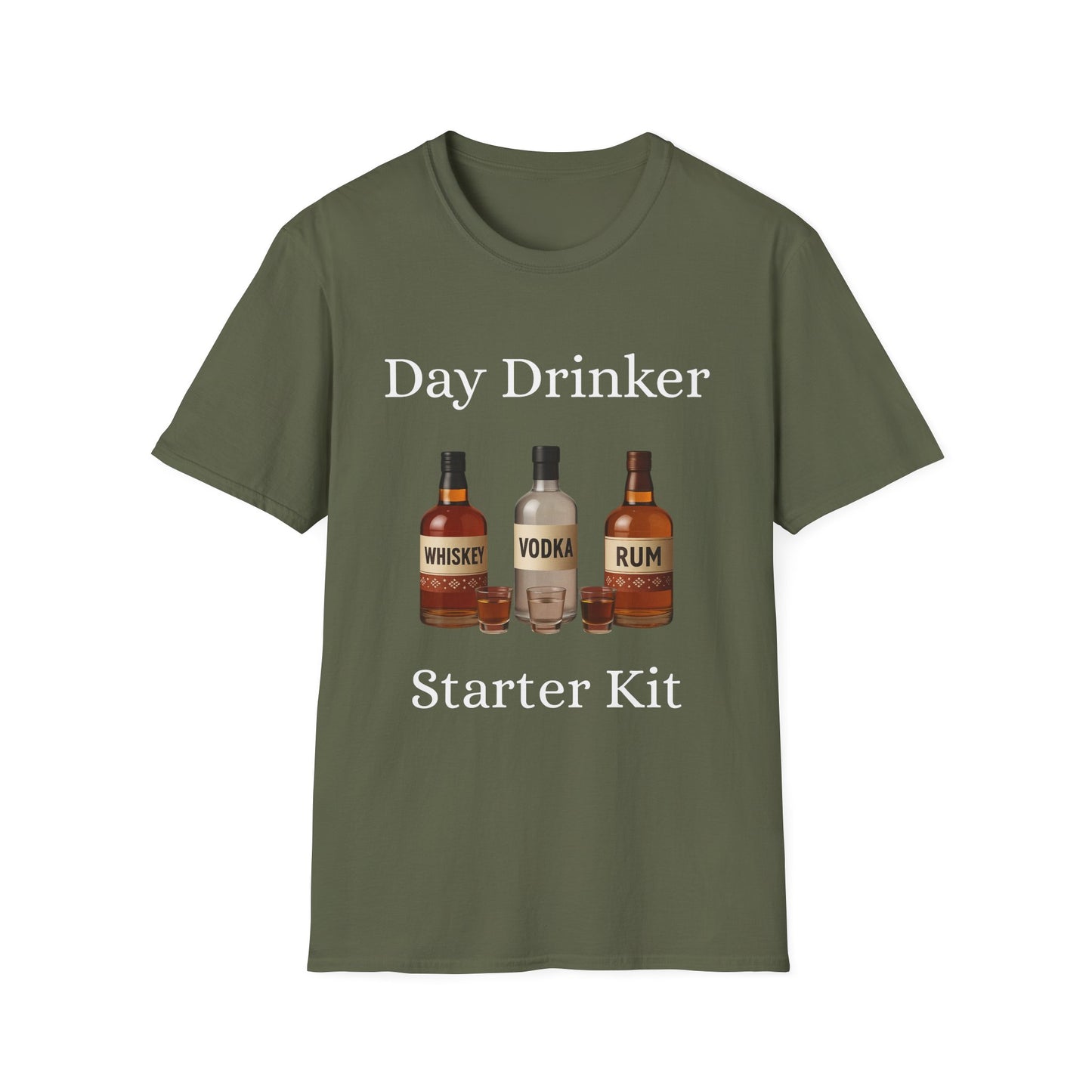 Liquor Bottle Graphic T-Shirt — Whiskey Vodka Rum Vintage Bar Tee
