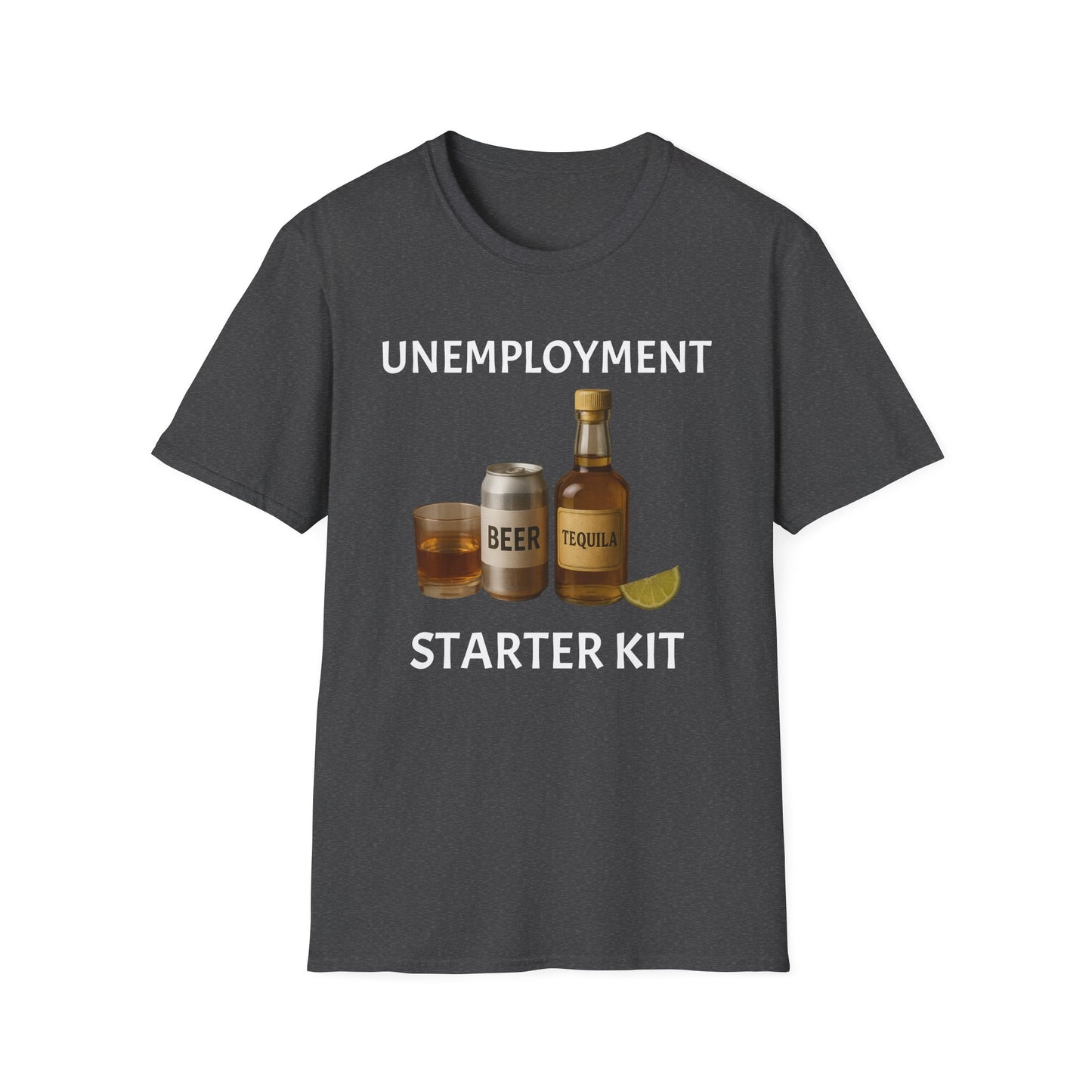 Unemployment Starter Kit T‑Shirt — Funny Beer & Tequila Graphic Tee
