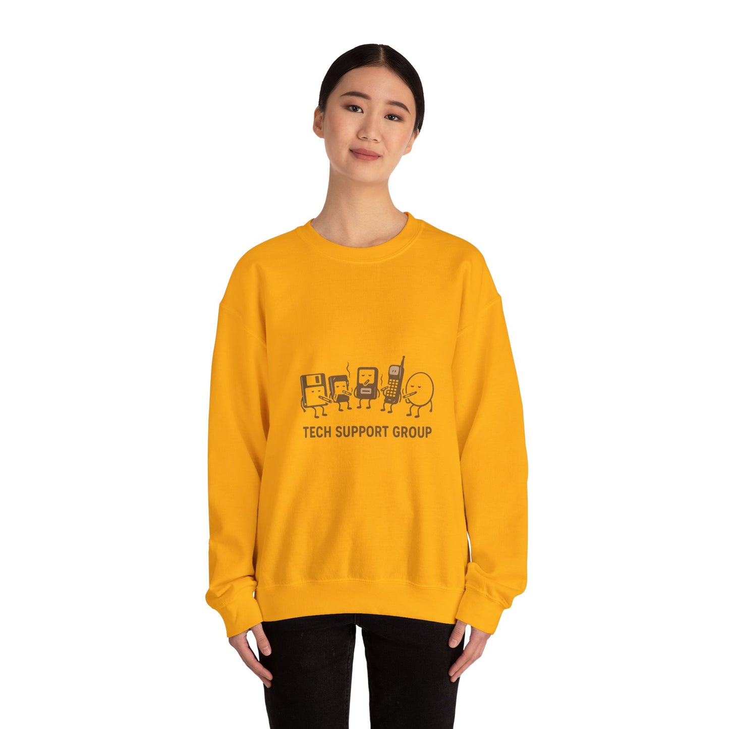 Tech Support Group Crewneck Sweatshirt – Cute IT Help Cartoon