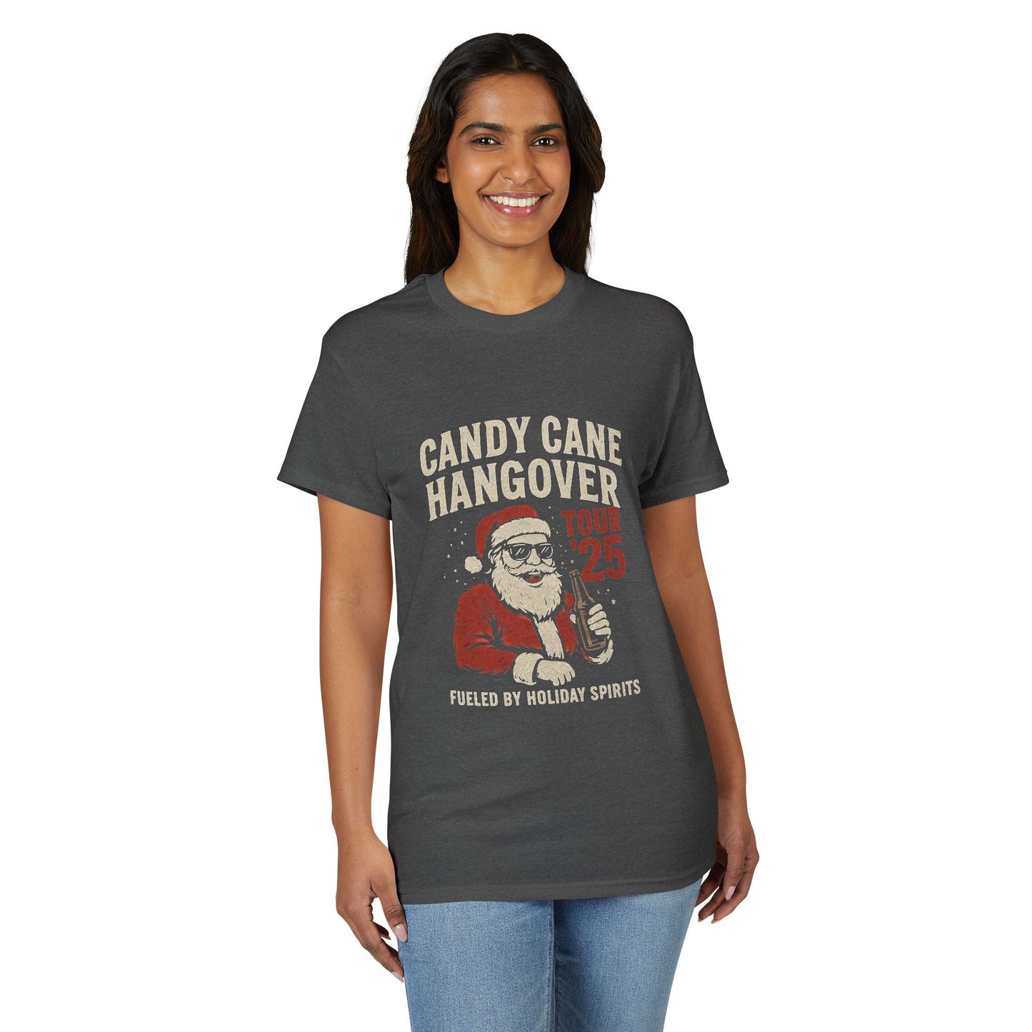 Candy Cane Hangover T-Shirt — Vintage Santa "Dec 25" Holiday Party Tee