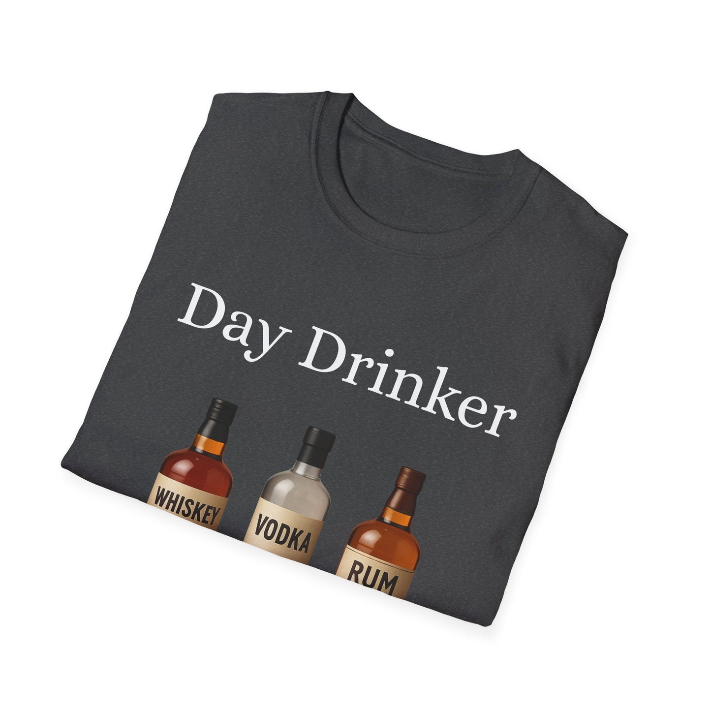 Liquor Bottle Graphic T-Shirt — Whiskey Vodka Rum Vintage Bar Tee