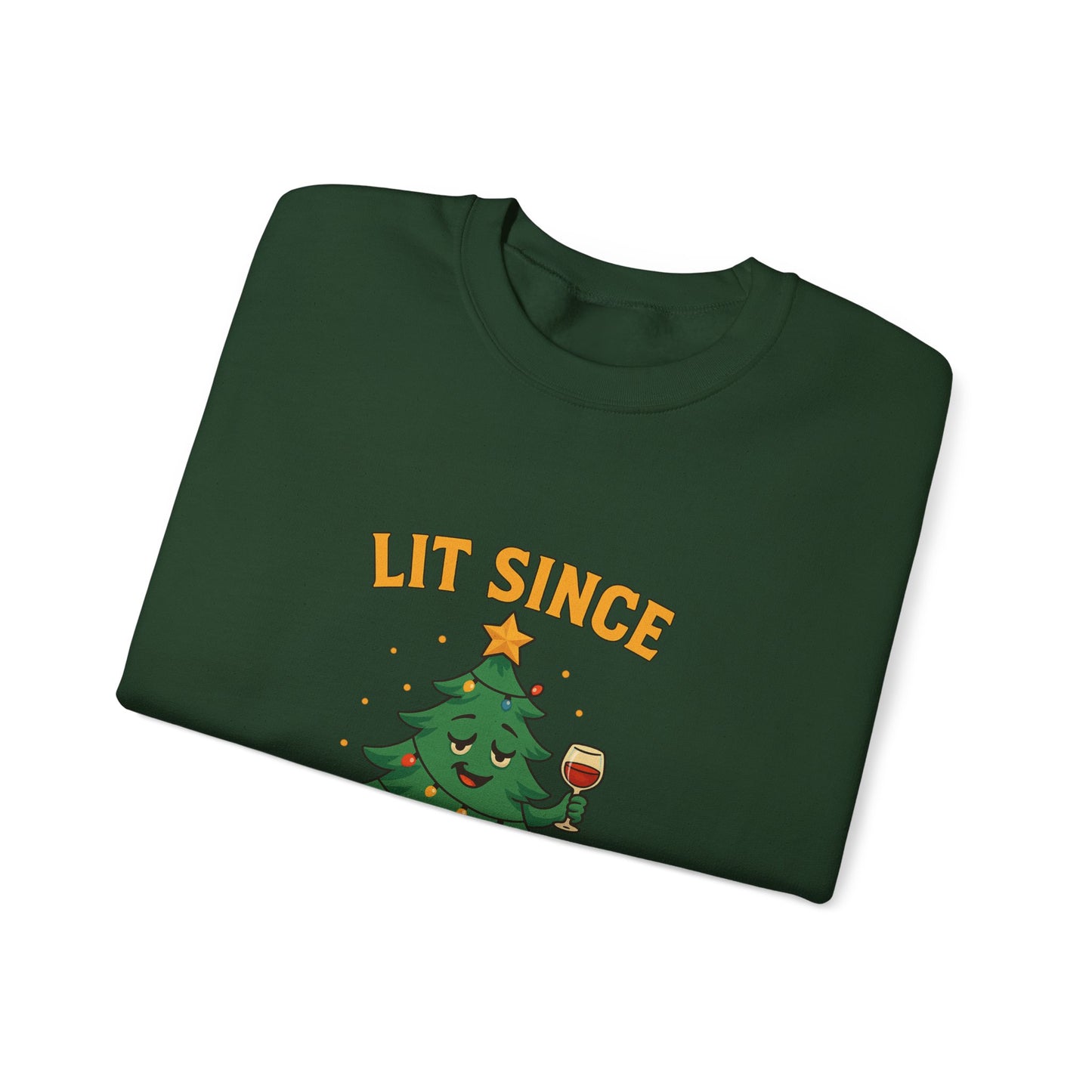 Christmas Sweatshirt — "Lit Since December 1st" Holiday Tree Crewneck