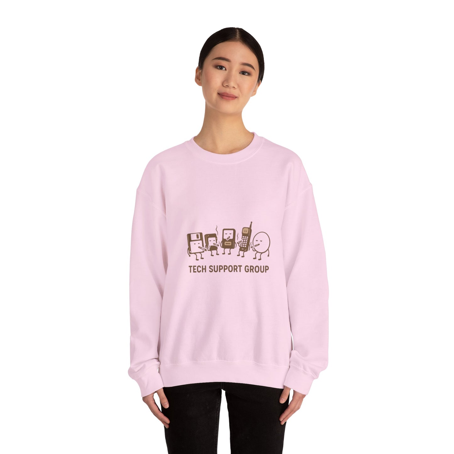 Tech Support Group Crewneck Sweatshirt – Cute IT Help Cartoon