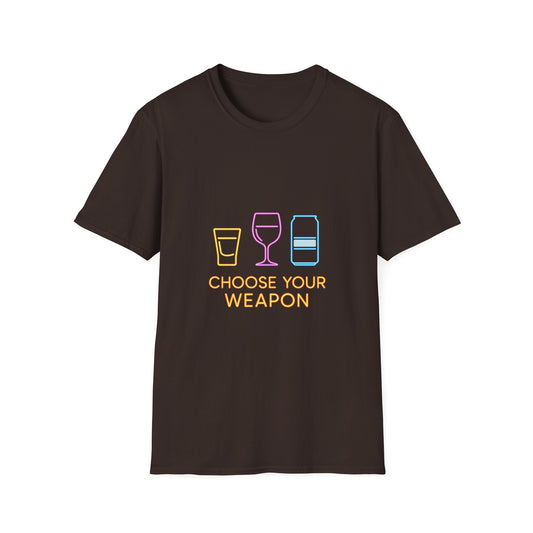 Choose Your Weapon T-Shirt — Funny Cocktail, Wine & Beer Drinking Tee