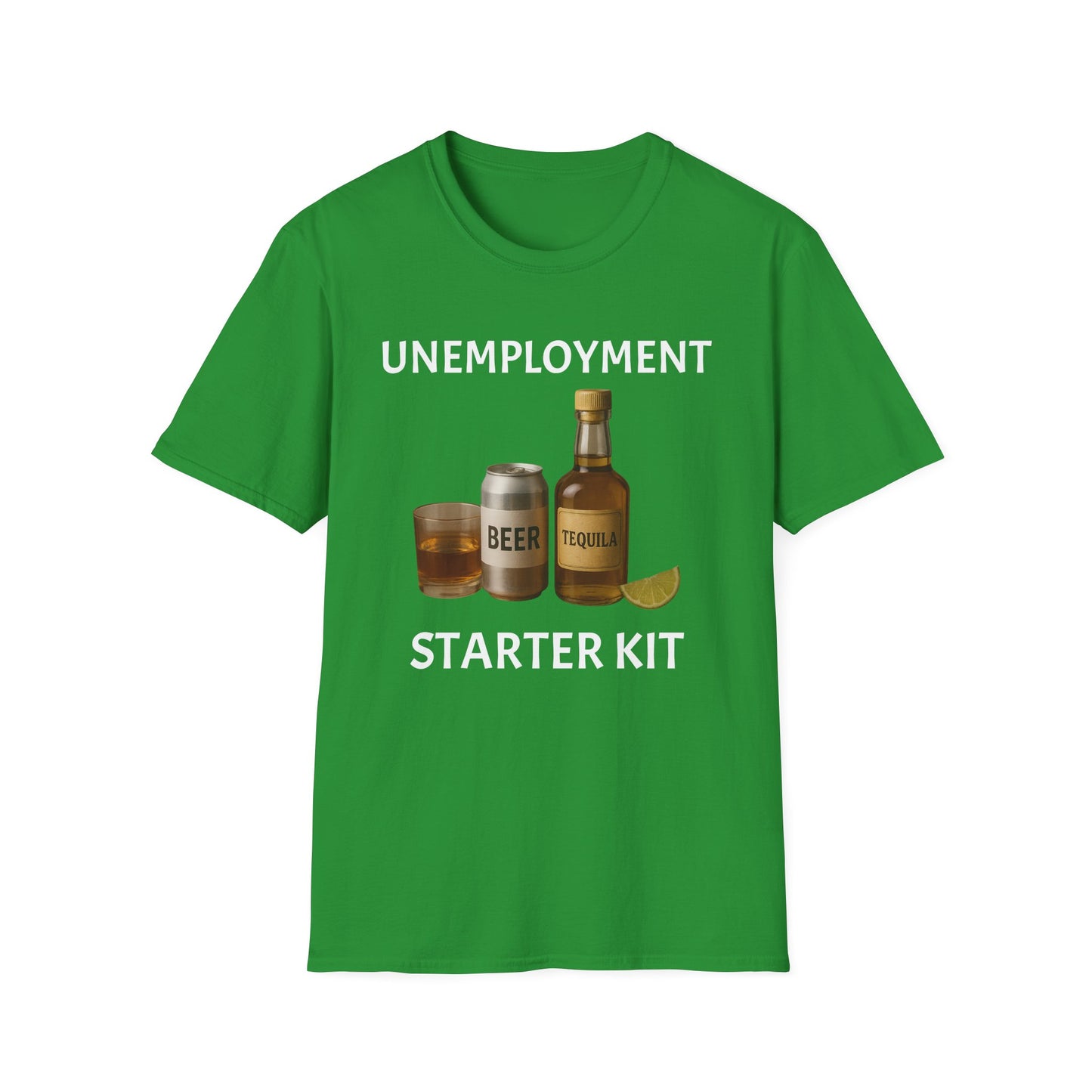 Unemployment Starter Kit T‑Shirt — Funny Beer & Tequila Graphic Tee