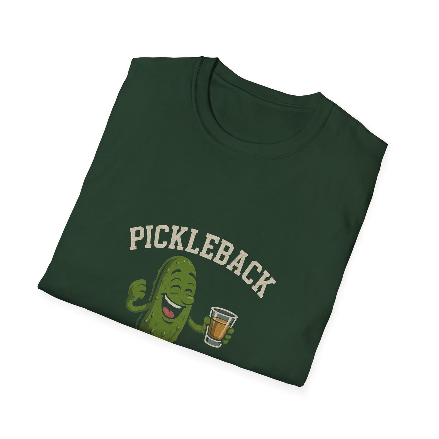 Pickleback University T-Shirt — “Class of Never” Funny Pickle & Shot Graphic Tee