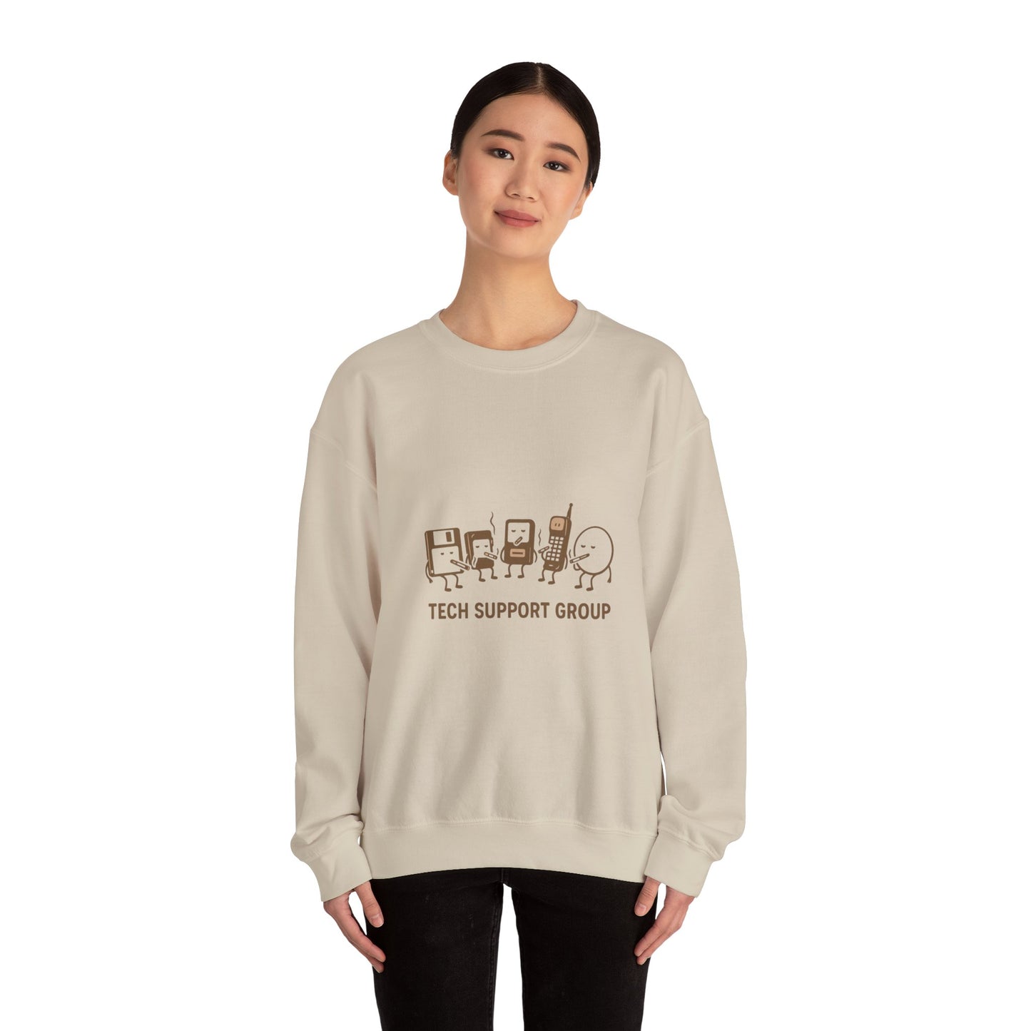 Tech Support Group Crewneck Sweatshirt – Cute IT Help Cartoon